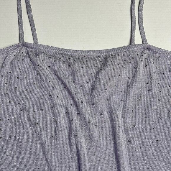 NWT Y2K VTG Pursuits Ltd. XL Silver Beaded Silk Cami Metallic Party Glam Holiday - Picture 2 of 6